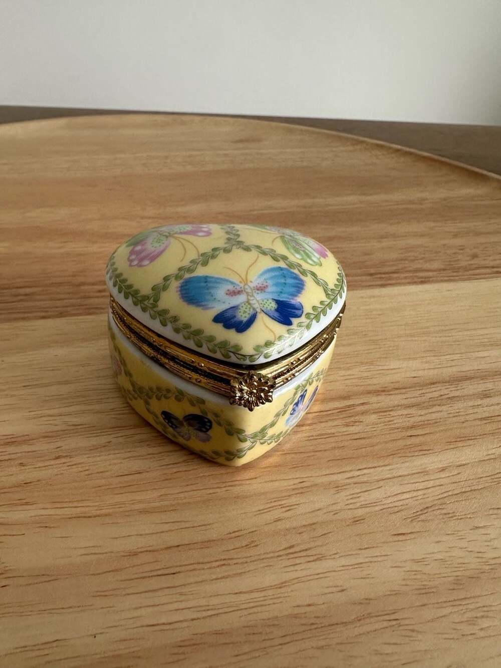 Vintage Porcelain Butterflies Trinket Box
